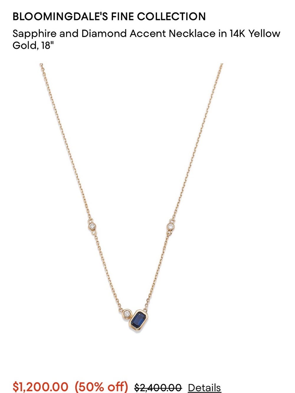 Bloomingdale’s Gold Diamond Sapphire Necklace